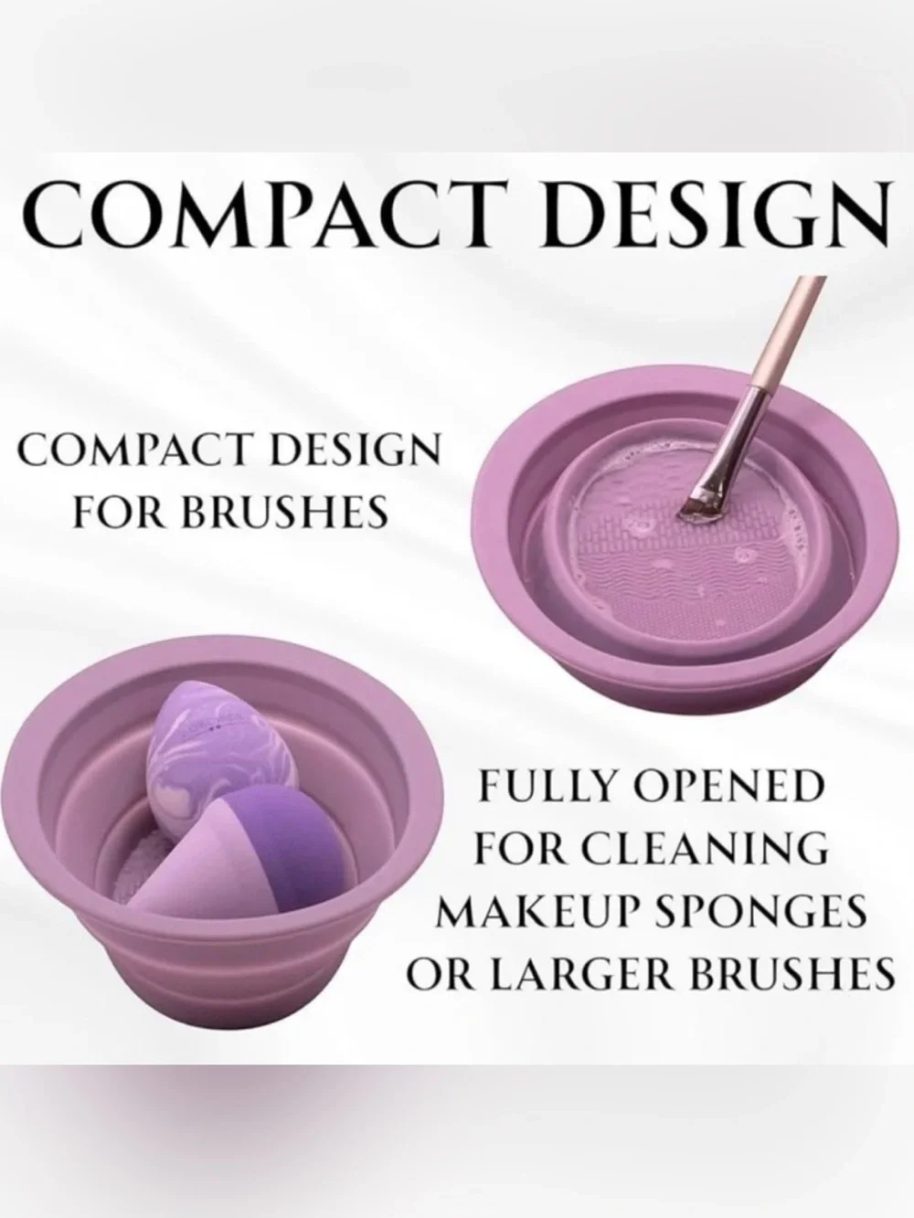 💞 New Gray Collapsible Makeup Brush & Sponge Cleaning Bowl
